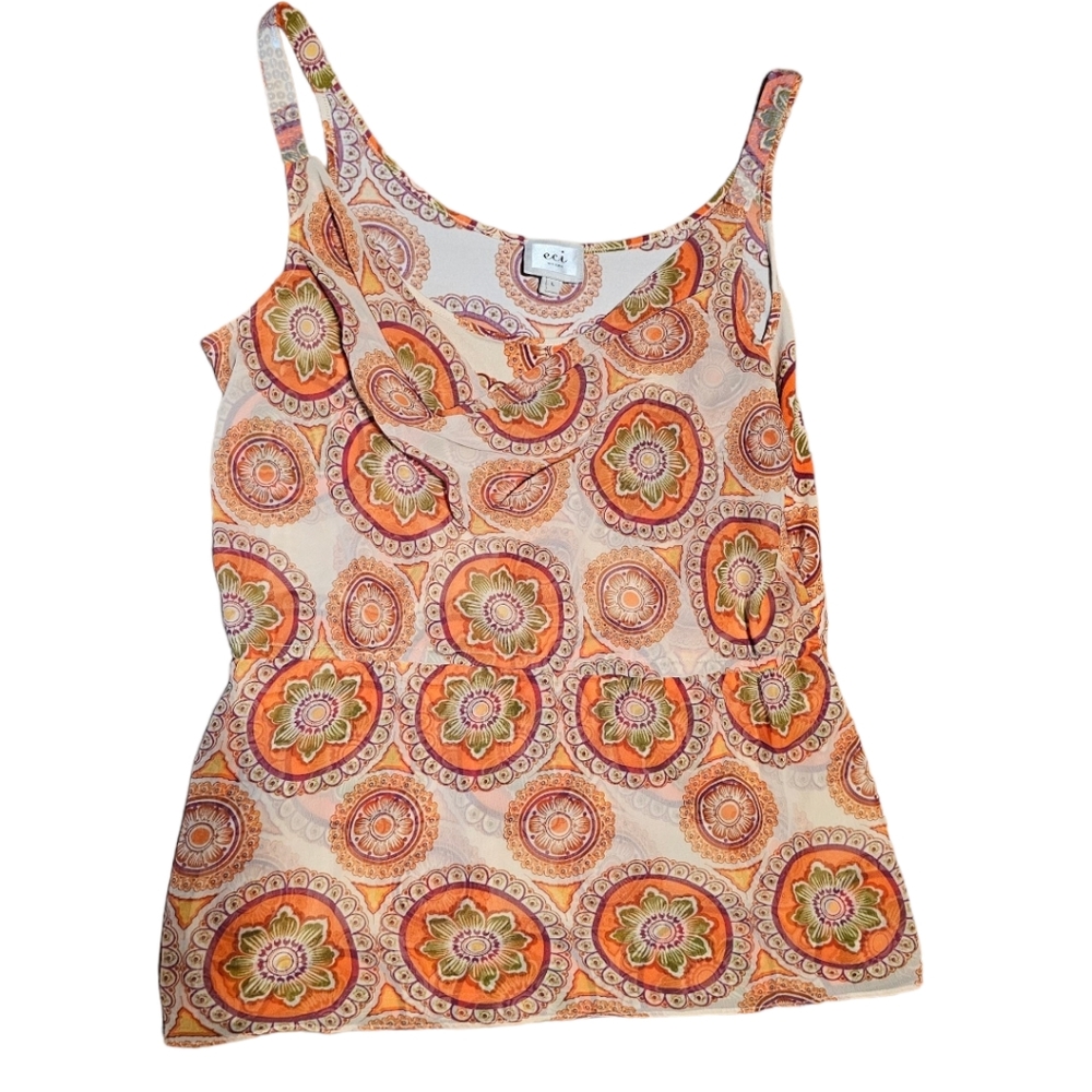 Mandala ECI Orange Bohemian Blouse in Large
